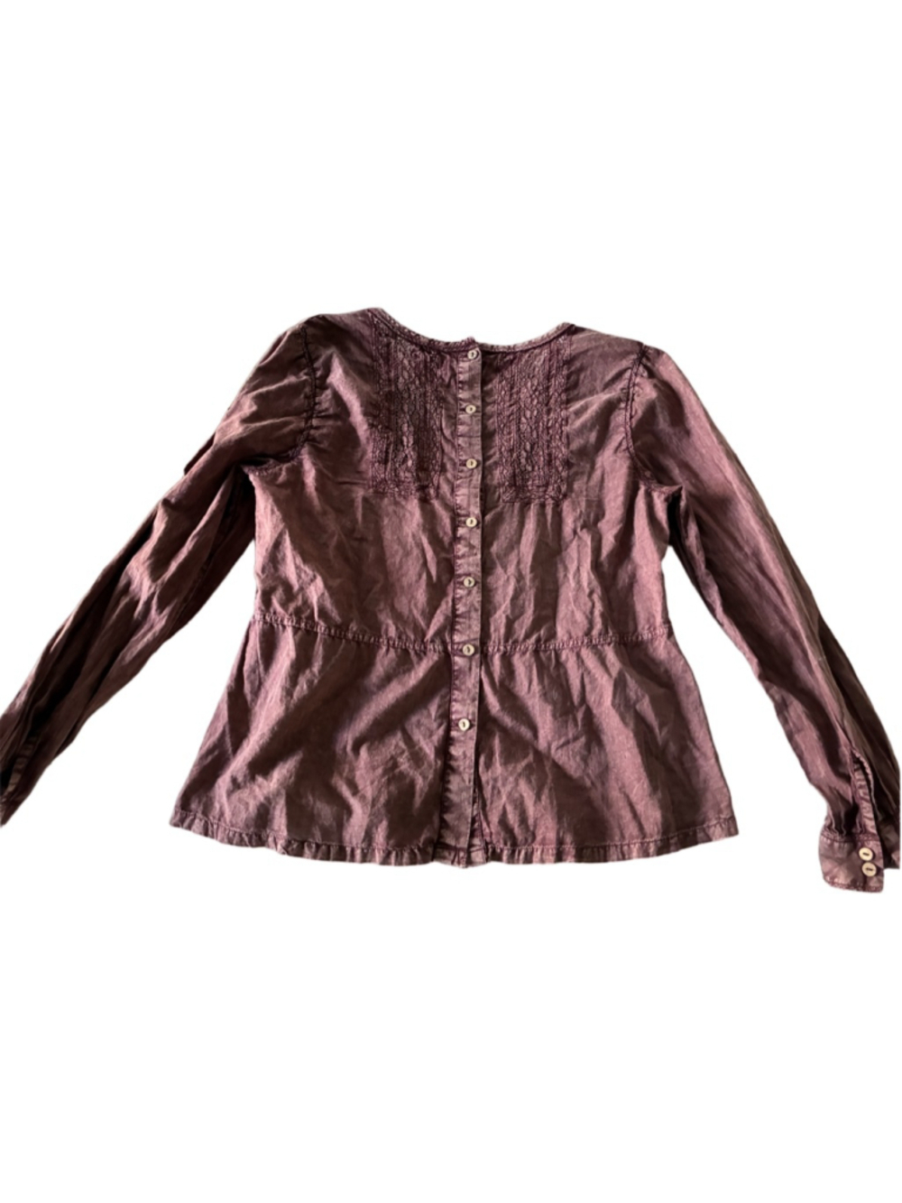 April Cornell Maroon Embroidered Blouse S bohemian 100% cotton